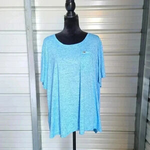 $55 Calvin Klein Performance Shirt Blue White Stretch Short Sleeve Plus Size 3X